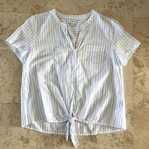 J Crew knotted pinstripe button down
